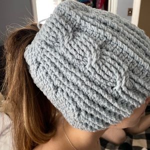 Hand made crochet bun hat